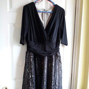 NORTHSTYLE 16P black lace overlay nude lining gown